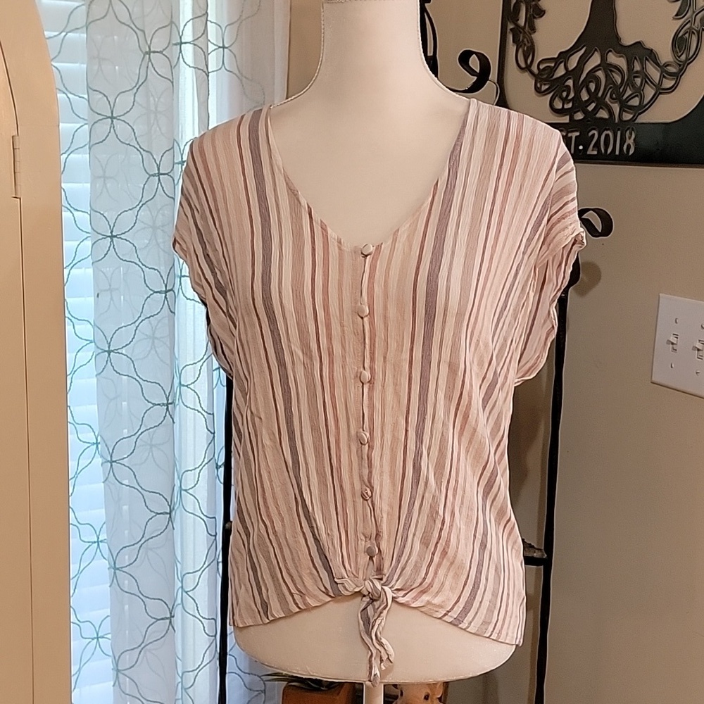 Torrid Stripe Tie Front Dolman Tee Shirt Top Women's Size Large